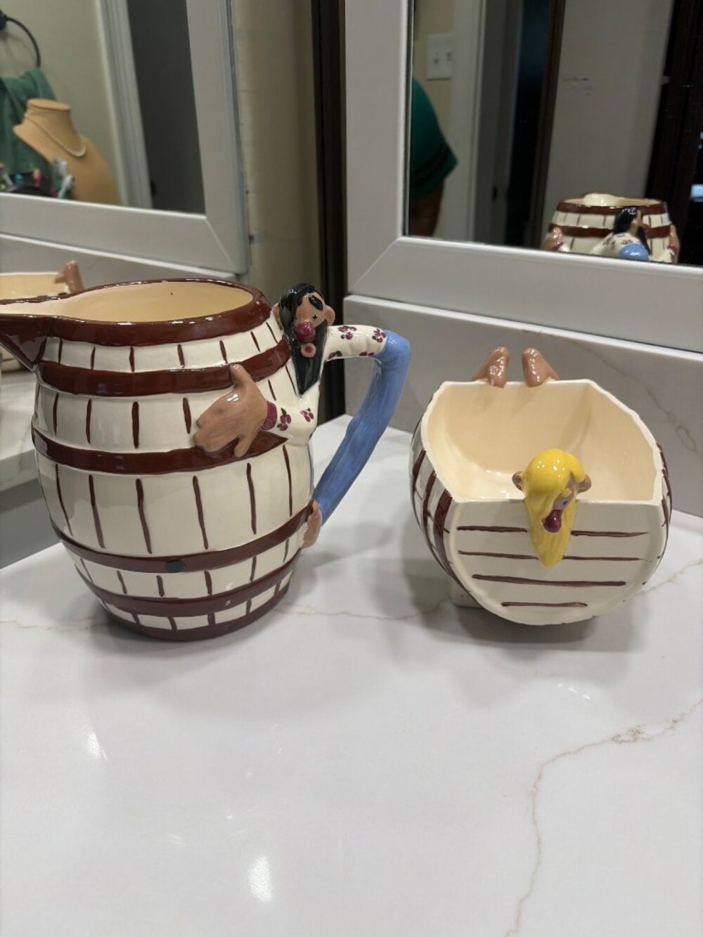 Vintage Twin Winton Hillbilly Pitcher and Bowl 2 Pieces